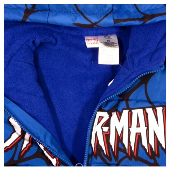 Marvel Winter Boys Coat Puffer Jacket Spider-Man, Graphic Print Size 8, Blue - Picture 3 of 4